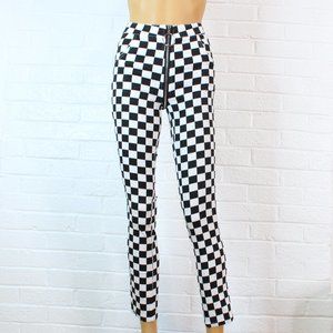 Front to Back Zipper Checker Pants Skinny